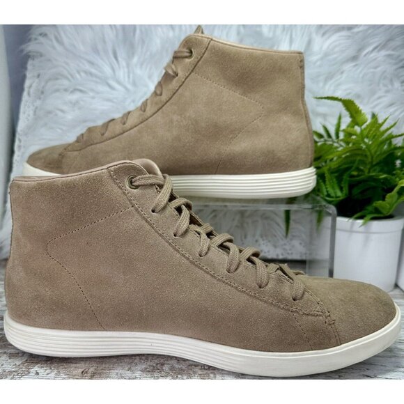 COLE HAAN Grand Crosscourt High Top Sneakers Women’s Size 11B Tan Camel Suede - Picture 3 of 15